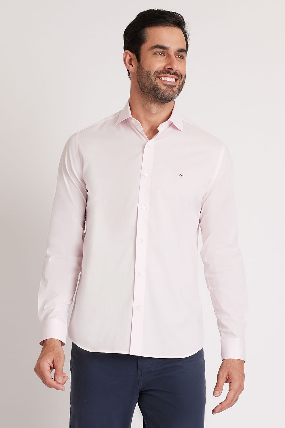 Camisa Individual Slim Fit Tricoline Rosa - Garm Store