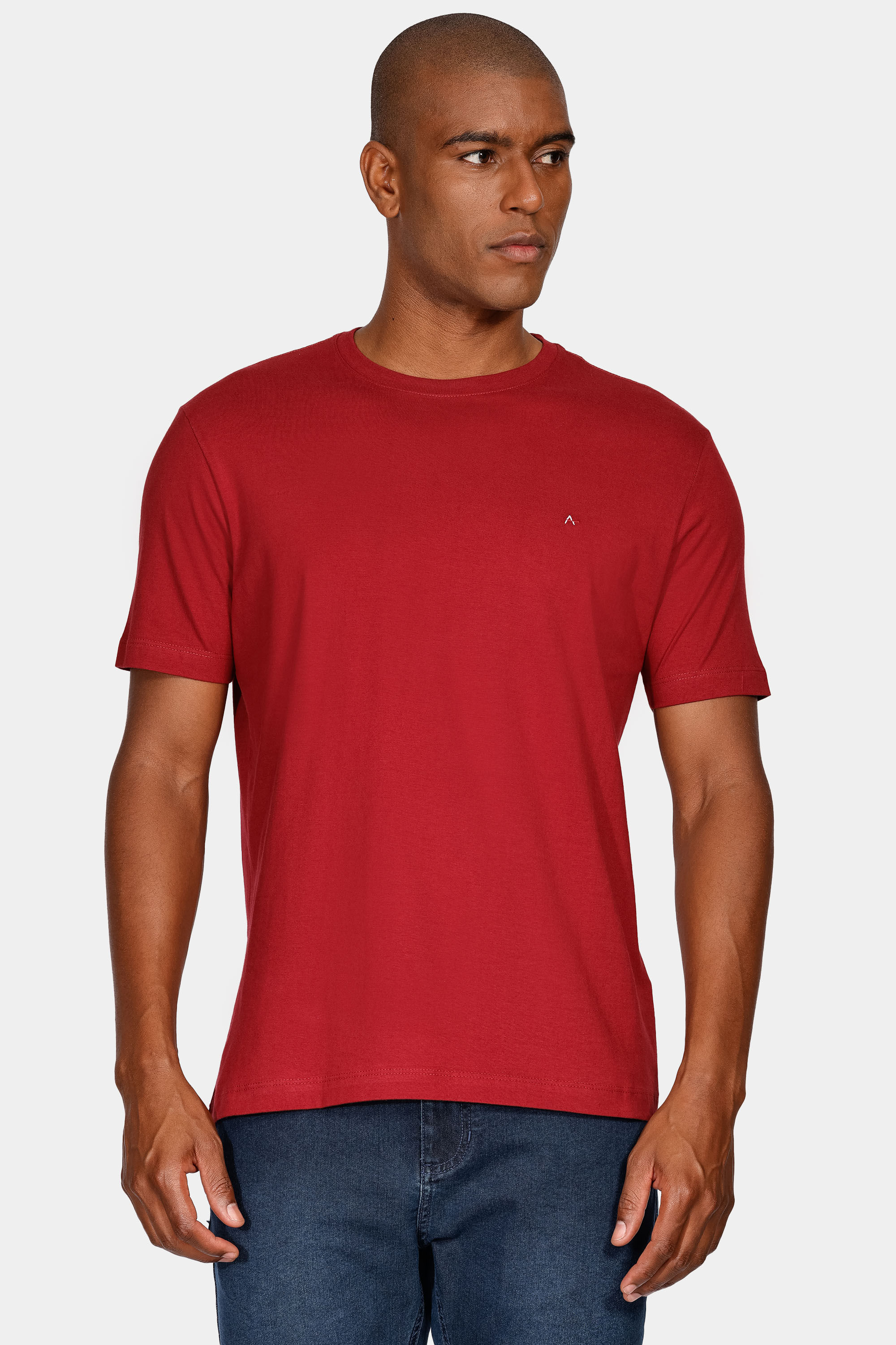 Camiseta Manga Curta Bordado Bordeaux